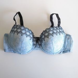 42DD Blue and Black Lace Intimates Bra
